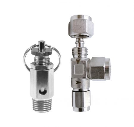 Adjustable Safety Valve - Air compressor safety valve is adjustable for protection of overpressure devices.